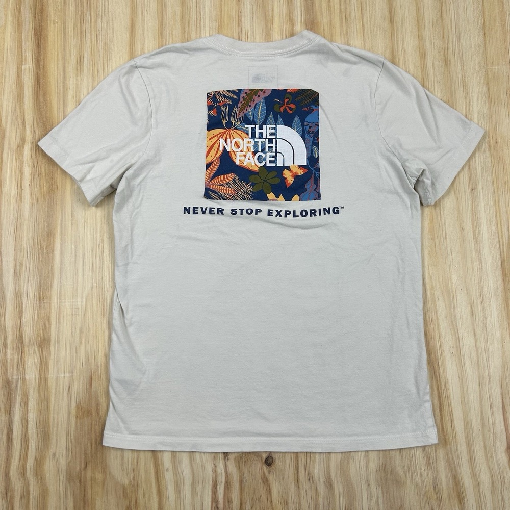 The North Face Short Sleeve Women's T‎ Shirt Small Big Floral Logo Hiking